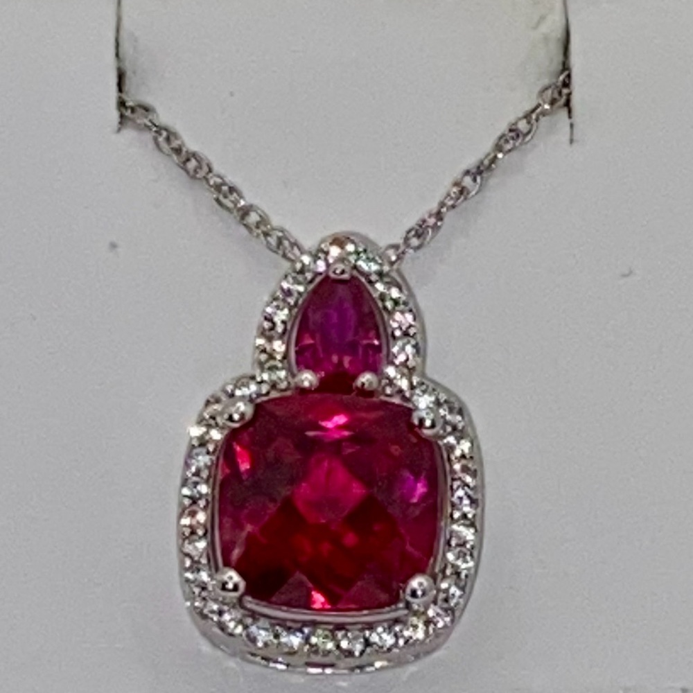 Kohl’s Lab created Ruby set in SS with lab created sapphire accent necklace